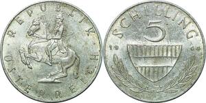P4721 Austria 5 Schilling Republik Österreich 1964 Silver AU+ ->Make offer