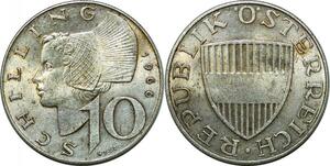 P4724 Austria 10 Schilling Republik Österreich 1966 Silver UNC ->Make offer