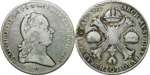 P4727 Rare Italy Crocione Kronenthaler François II 1793 M Milan Silver