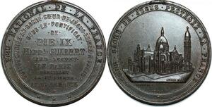 P4752 France Médaille Sacré Coeur Paris Pie IX 1895 voeu Abadie Arche SUP