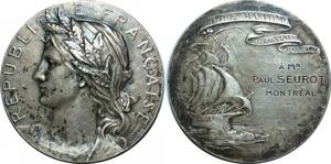 P4770 Rare Medal Canada Ligue Maritime Coloniale 1880 1930 Paul Seurot Silvered