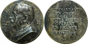 P4772 France Medaille Marechal Foch Commandant Chef Alliés 1918 Maillard Silvered