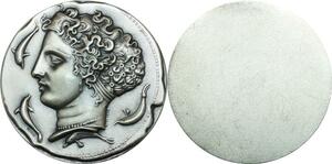 P4793 France Médaille uniface Arethusa Nymphe 4 dauphins Dolphins SUP -> Faire offre