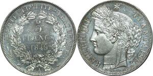 P4826 France Très Rare 5 Francs Cérès 1849 A Paris Argent Silver Splendide !!