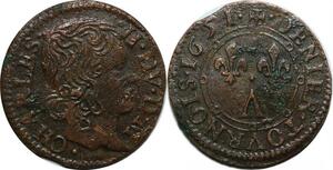 P4854 France Denier tournois Champagne Charles II de Gonzague 1651 > Faire offre