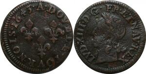 P4860 France Double Tournois Louis XIII 1643 Warin A Corbeil -> Faire offre