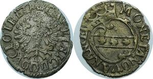 P4863 France Duché de Lorraine Denier Demi gros Charles IV et Nicole Nancei