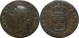 P4868 France Sol Louis XVI 1786 AA Metz avec une lettre derrière l'atelier