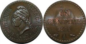 P4916 Rare France 1 Centime Dupré 1849 A Paris FDC PCGS MS64