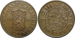 P4938 Niederländisch Indien Indies 2 1/2 Cents Wilhelmina 1945 AU -> M offer