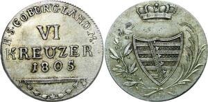 P4943 Germany Saxe Coburg Saalfeld 6 Kreuzer Franz Friedrich Anton 1805 AU+