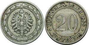 P4944 Germany Empire 20 Pfennig Wilhelm I 1888 A -> Make offer