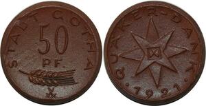 P4953 Germany Thüringen 50 Pfennig Porzellangeld 1921 Stadt Gotha Notgeld BU