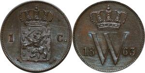 P4974 Netherlands Koninkrijk Cent Willem III 1863 UNC -> Make offer