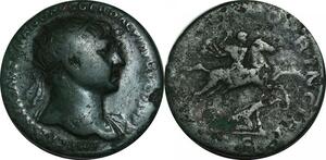 P4986 Roman Rare As Trajan AD 98-117 Rome Horse Right Optimo Principi