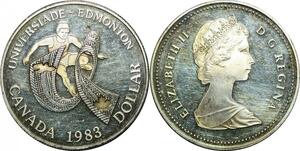 P5040 Canada One Dollar Edmonton University Games Elizabeth II 1983 Silver UNC