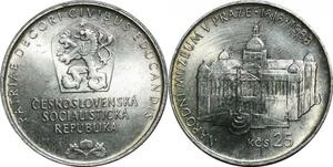 P5069 Czechoslovakia 25 Kronen Korun Museum Prag 1968 Silver AU -> Make offer