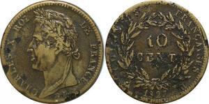 P5089 Colonies Guadeloupe Martinique 10 Centimes Charles X 1827 H -> Make offer