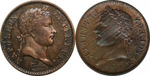 P5094 INEDIT France 1/4 Franc Napoléon I er frappe incuse essai cuivre