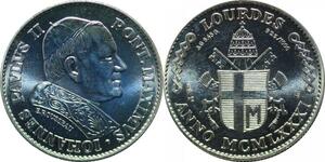 P5099 Medal Papal States Vatican Lourdes Jean Paul II 1981 Silver BU -> Make offer