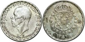 P5169 Sweden Krona Gustav V 1949 TS Silver ->Make offer