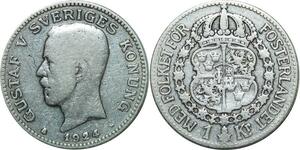 P5171 Sweden Krona Gustav V 1924 W Silver -> Make offer