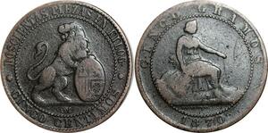 P5177 Spain 5 Centimos Provisional Government 1870 OM -> Make offer