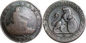 P5184 Spain 5 Centimos Provisional Government 1870 OM -> Make offer