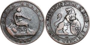 P5186 Spain 5 Centimos Provisional Government 1870 OM -> Make offer