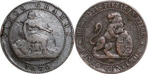 P5187 Spain 5 Centimos Provisional Government 1870 OM -> Make offer