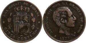 P5198 Spain 5 Centimos Alphonso XII 1877 OM -> Make offer