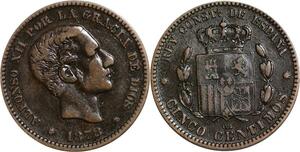P5199 Spain 5 Centimos Alphonso XII 1878 OM -> Make offer