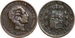 P5201 Spain 5 Centimos Alphonso XII 1878 OM -> Make offer