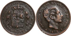 P5203 Spain 5 Centimos Alphonso XII 1878 OM -> Make offer