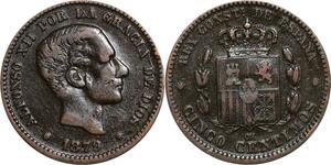 P5204 Spain 5 Centimos Alphonso XII 1879 OM -> Make offer