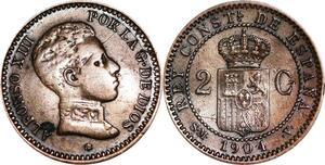 P5206 Spain 2 Centimos Alphonso XIII 1904 04 SM V -> Make offer