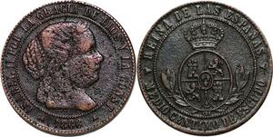 P5208 Spain 1/2 Centimo Isabel II 1866 OM 3 pointed star -> M offer