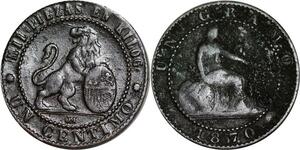 P5210 Spain Centimo Provisional Government 1870 OM -> Make offer