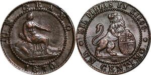 P5212 Spain Centimo Provisional Government 1870 OM AU -> Make offer