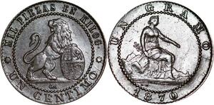 P5214 Spain Centimo Provisional Government 1870 OM AU -> Make offer