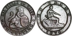 P5215 Spain Centimo Provisional Government 1870 OM AU -> Make offer