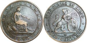 P5225 Spain 10 Centimos Provisional Government 1870 OM -> Make offer