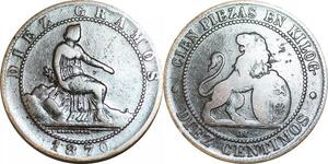 P5227 Spain 10 Centimos Provisional Government 1870 OM -> Make offer