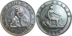 P5228 Spain 10 Centimos Provisional Government 1870 OM -> Make offer