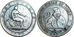 P5231 Spain 10 Centimos Provisional Government 1870 OM -> Make offer