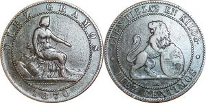 P5234 Spain 10 Centimos Provisional Government 1870 OM -> Make offer