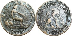 P5242 Spain 10 Centimos Provisional Government 1870 OM -> Make offer