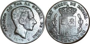P5249 Fake Spain 10 Centimos Alphonso II 1878 OM -> Make offer