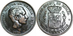 P5253 Spain 10 Centimos Alphonso II 1878 OM -> Make offer