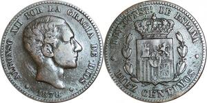 P5254 Spain 10 Centimos Alphonso II 1878 OM -> Make offer